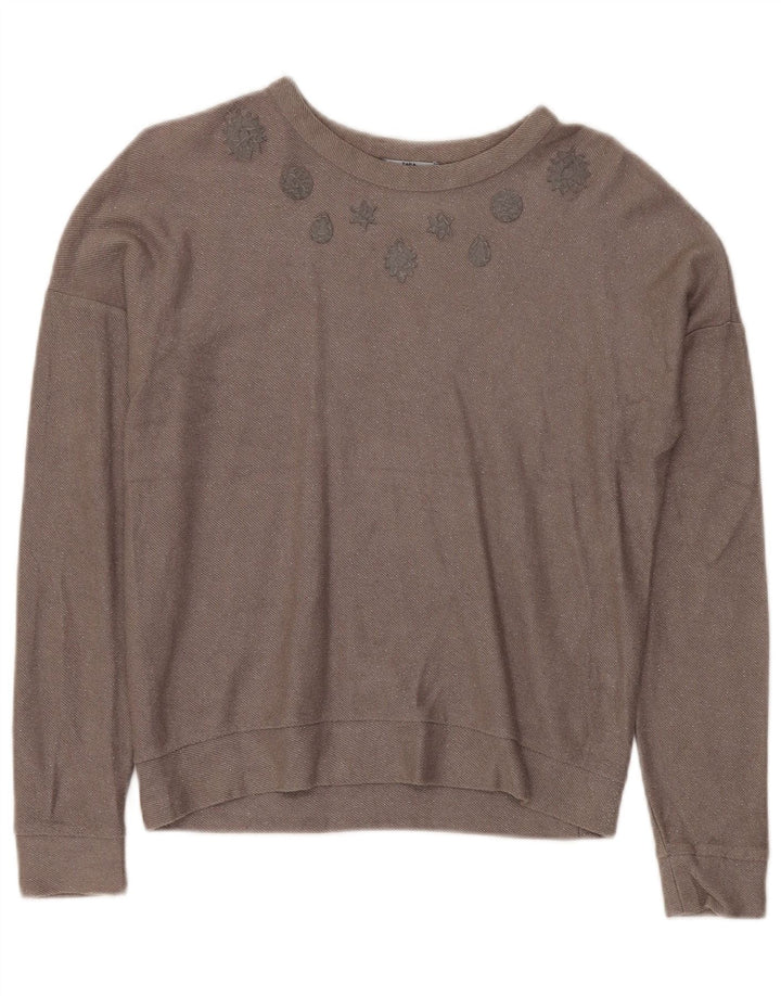 ZARA Damen-Pullover, übergroß, U-Boot-Ausschnitt, Gr. 10, Größe S, Grau