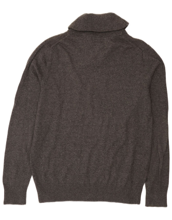 Tommy Hilfiger Mens Shawl Neck Jumper Sweater Large Grey Cotton
