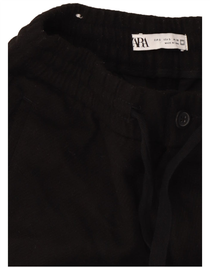 Zara Herren Tapered Chino-Hose, Größe S, W30, L26, Schwarz, Polyester
