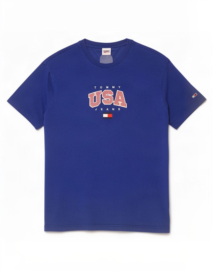Tommy Hilfiger Herren-T-Shirt mit Grafik, Größe L, Blau