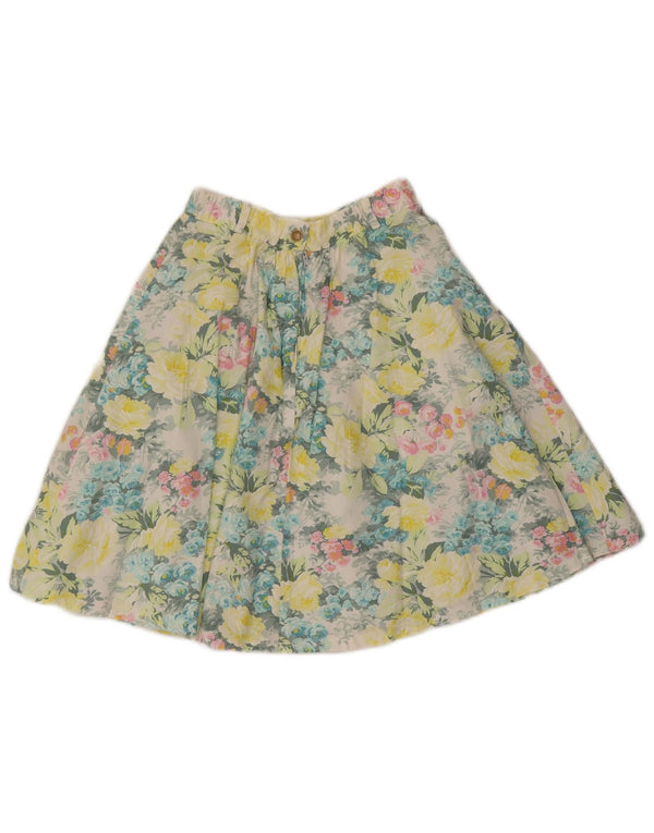 Vintage Damen A-Linienrock EU 40 Medium W26 Mehrfarbige Blumenbaumwolle