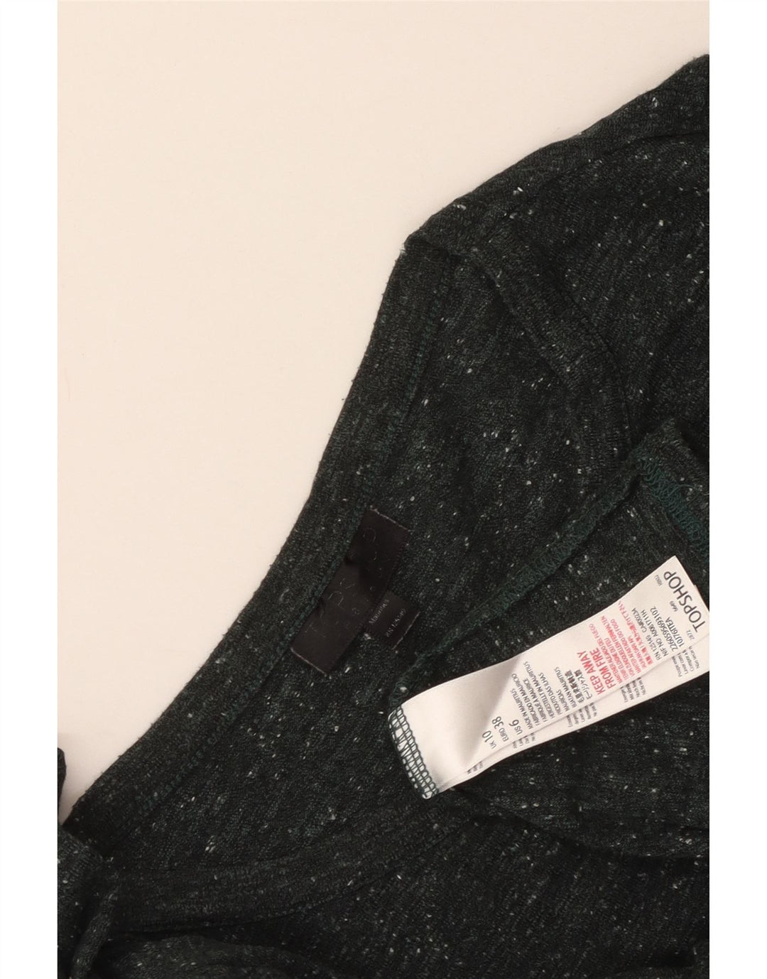 Topshop Damen-Etuikleid mit langen Ärmeln, Gr. 10, Größe S, grün geflecktes Polyester