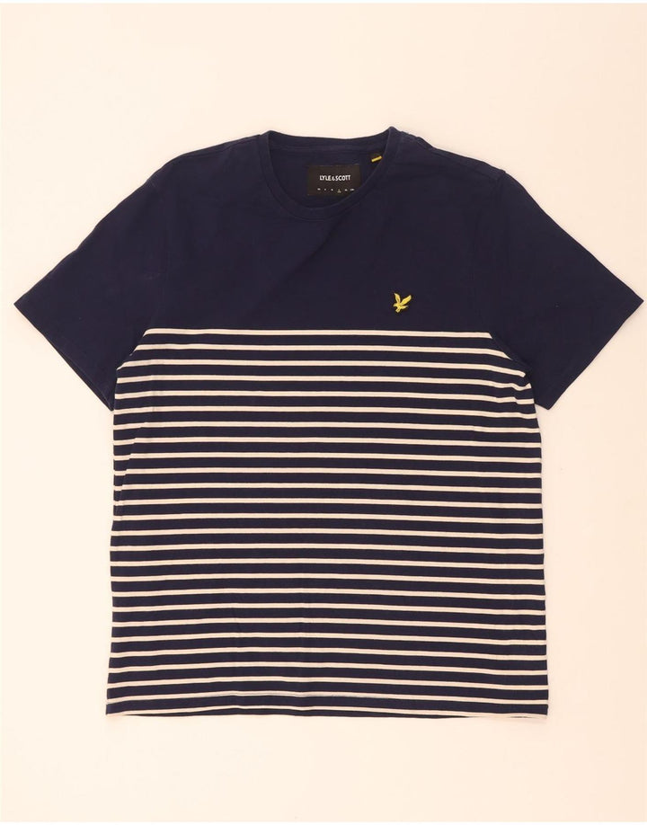 Lyle & Scott Herren-T-Shirt-Oberteil, groß, marineblau, gestreift, Baumwolle
