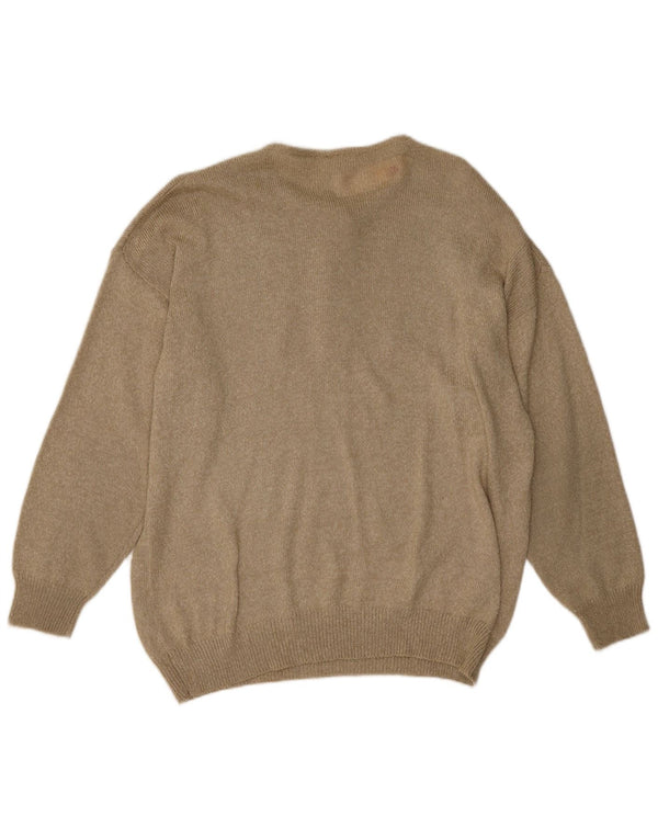 Jagro Damen-Pullover mit grafischem Knopfkragen, EU 44, XL, Khaki, Acryl