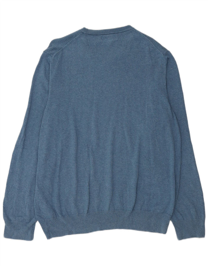 Marks & Spencer Herren-Pullover mit Rundhalsausschnitt, XL, blaue Baumwolle