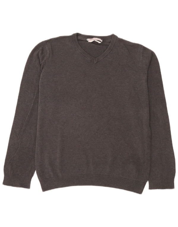 Marks & Spencer Jungen-Pullover mit V-Ausschnitt, 14–15 Jahre, graue Baumwolle