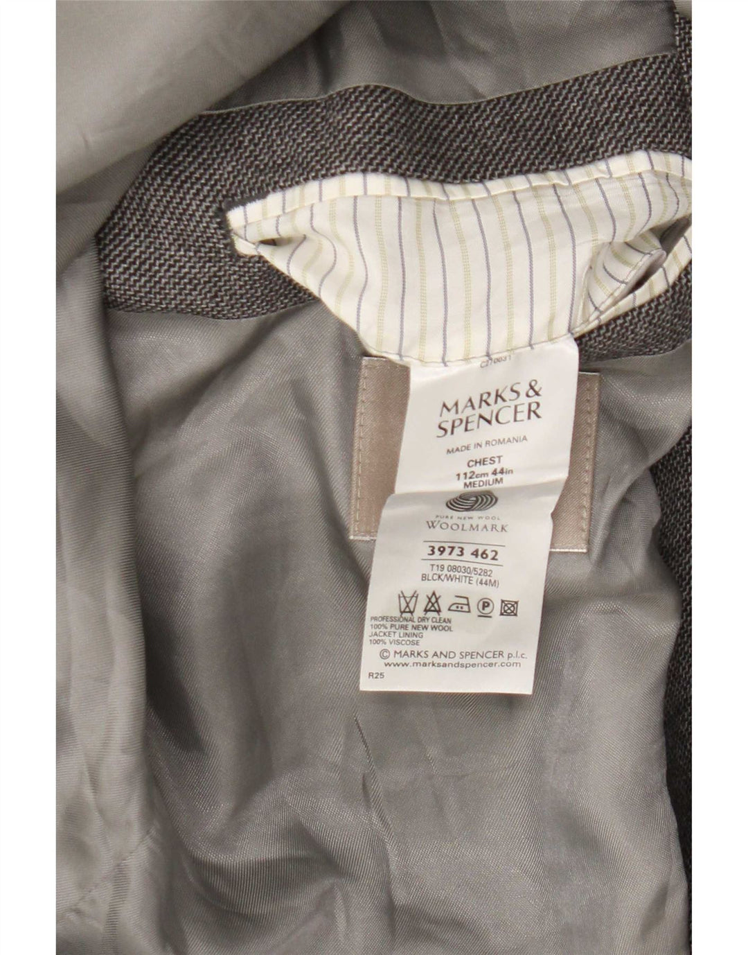 Marks & Spencer Herren-Blazer mit 2 Knöpfen, UK 44, XL, graue Schurwolle