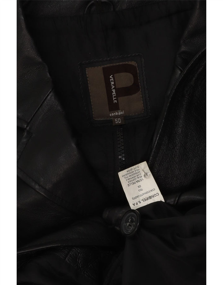 Conbipel Herren-Blazerjacke aus Leder mit 3 Knöpfen, IT 50, großes schwarzes Leder