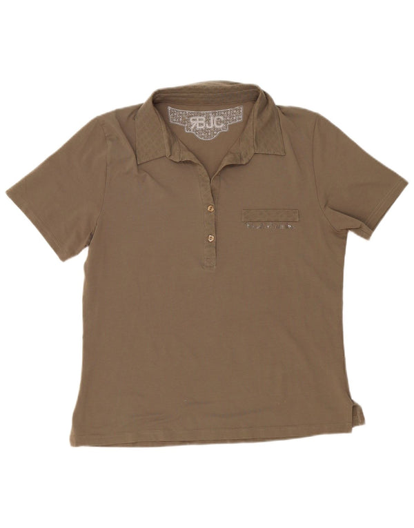 Renato Balestra Damen Poloshirt UK 20 2XL Khaki Baumwolle