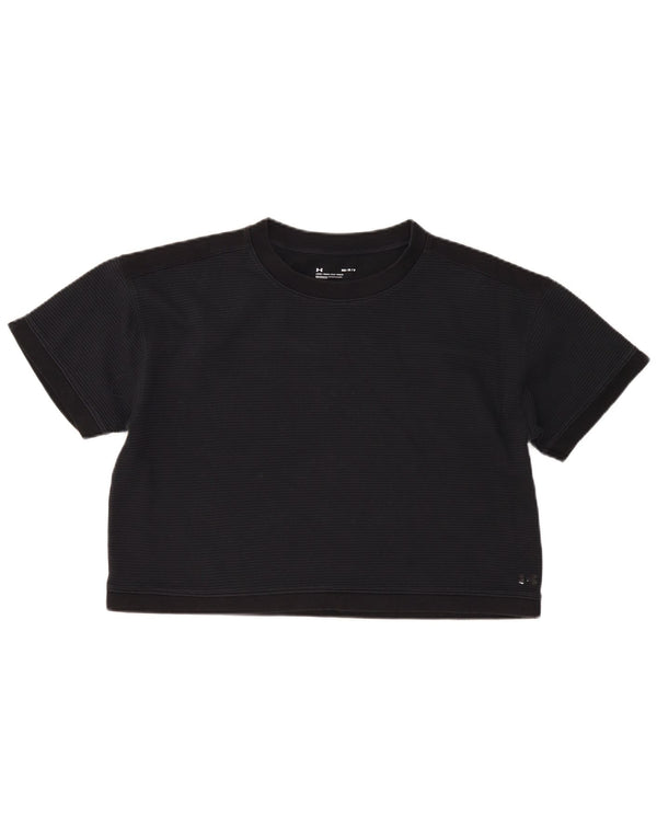 Under Armour Damen Übergroßes Grafik-T-Shirt-Oberteil UK 14 Medium Schwarz