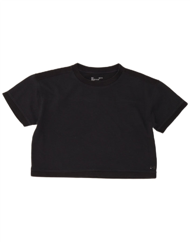 Under Armour Damen Übergroßes Grafik-T-Shirt-Oberteil UK 14 Medium Schwarz