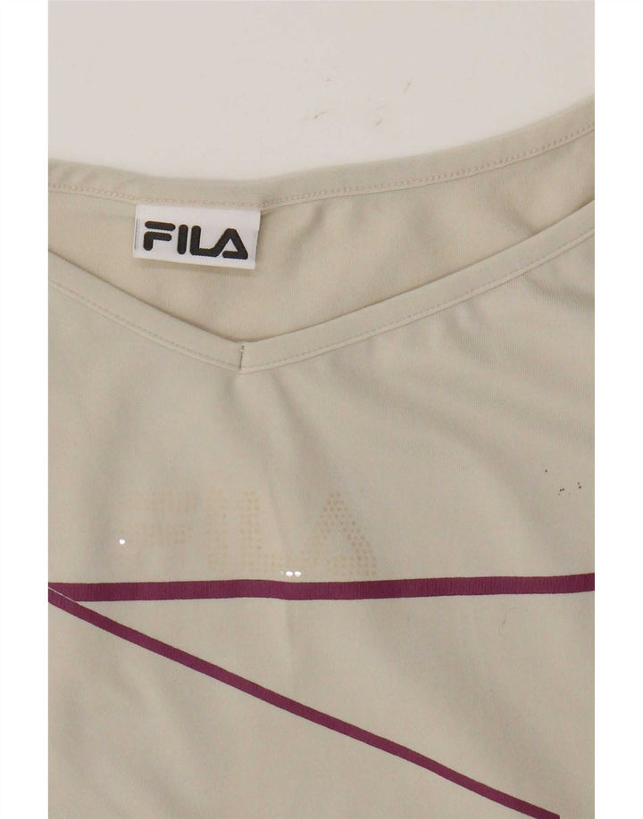 Fila Damen Crop Cami Top UK 14 Large Beige Polyamid