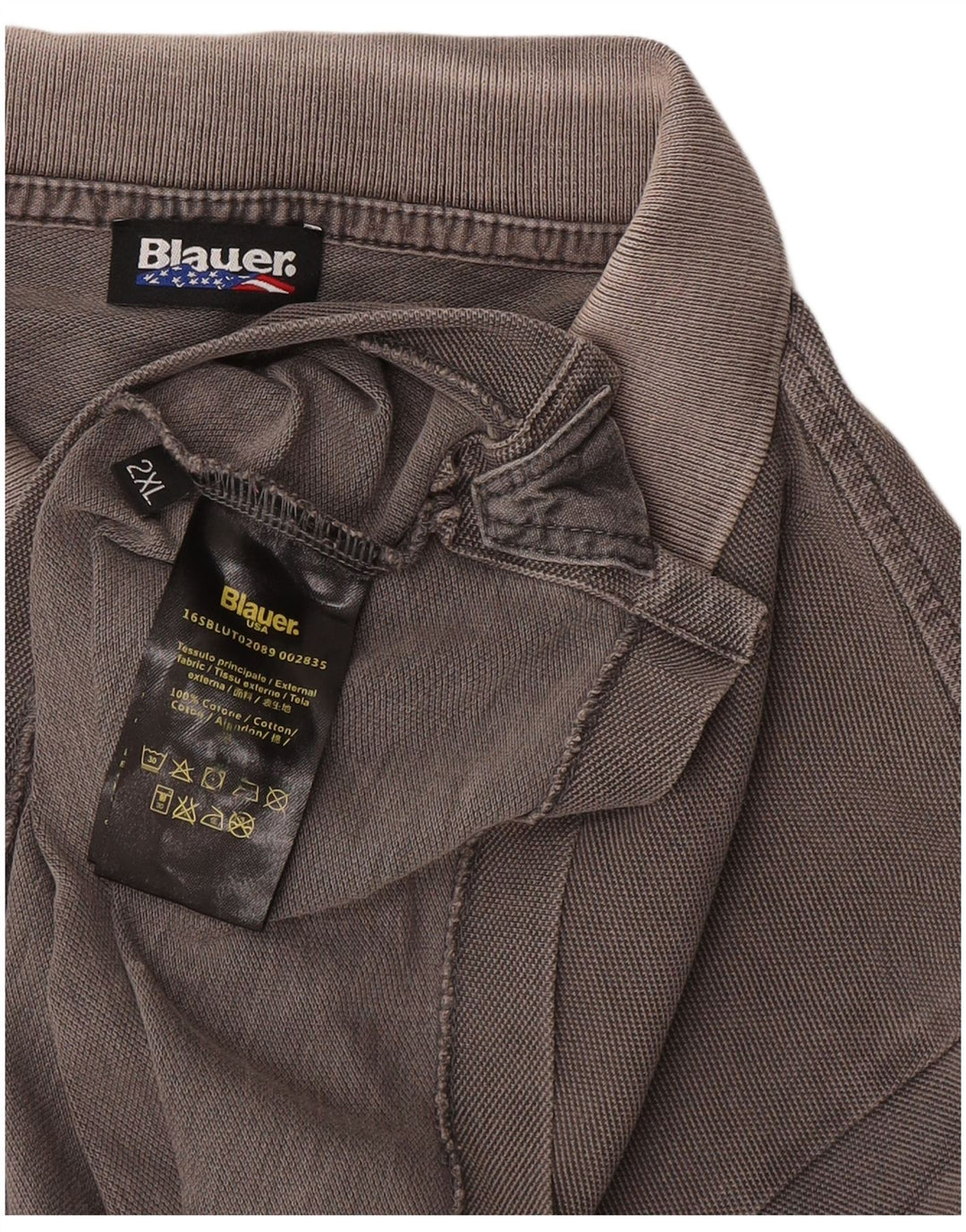 Blauer Herren-Poloshirt mit normaler Passform, 2XL, graue Baumwolle