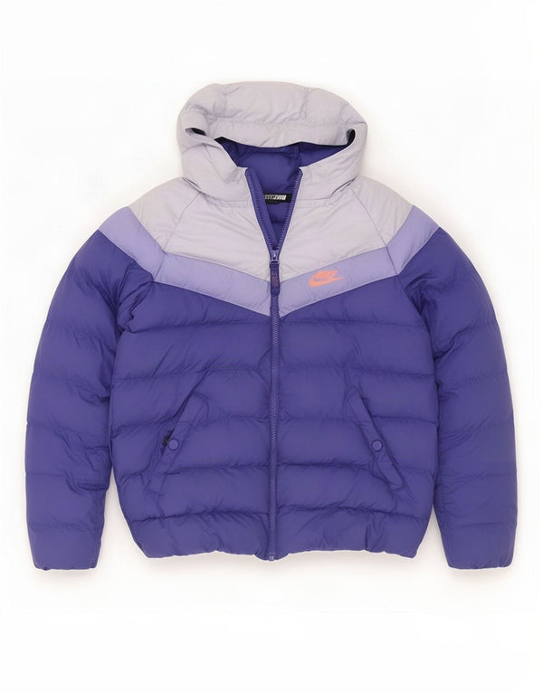 Nike Wattierte Jacke mit Kapuze für Jungen, 12–13 Jahre, Größe L, Lila, Farbblock