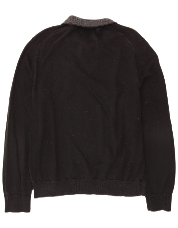 NAUTICA Herren-Pullover mit Reißverschluss am Hals, groß, aus schwarzer Baumwolle