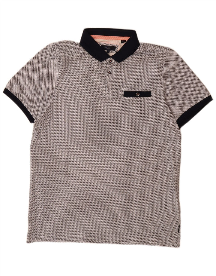 Ted Baker Herren-Poloshirt, Größe 4, groß, grau gefleckte Baumwolle