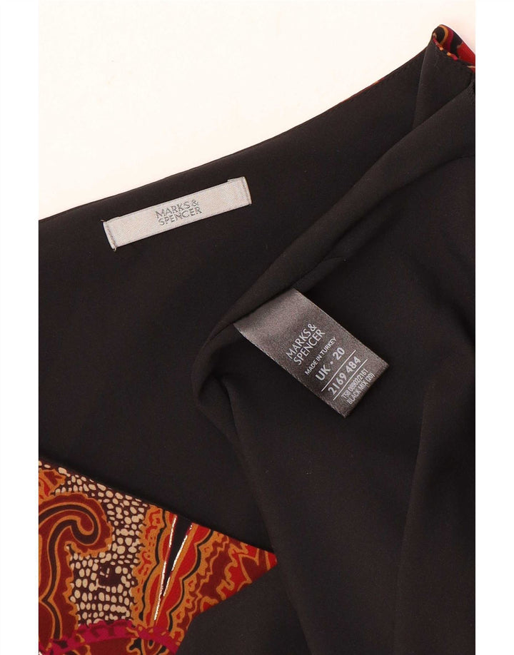 Marks & Spencer Damen-Blusenoberteil, UK 20 2XL, schwarzes Paisley-Polyester
