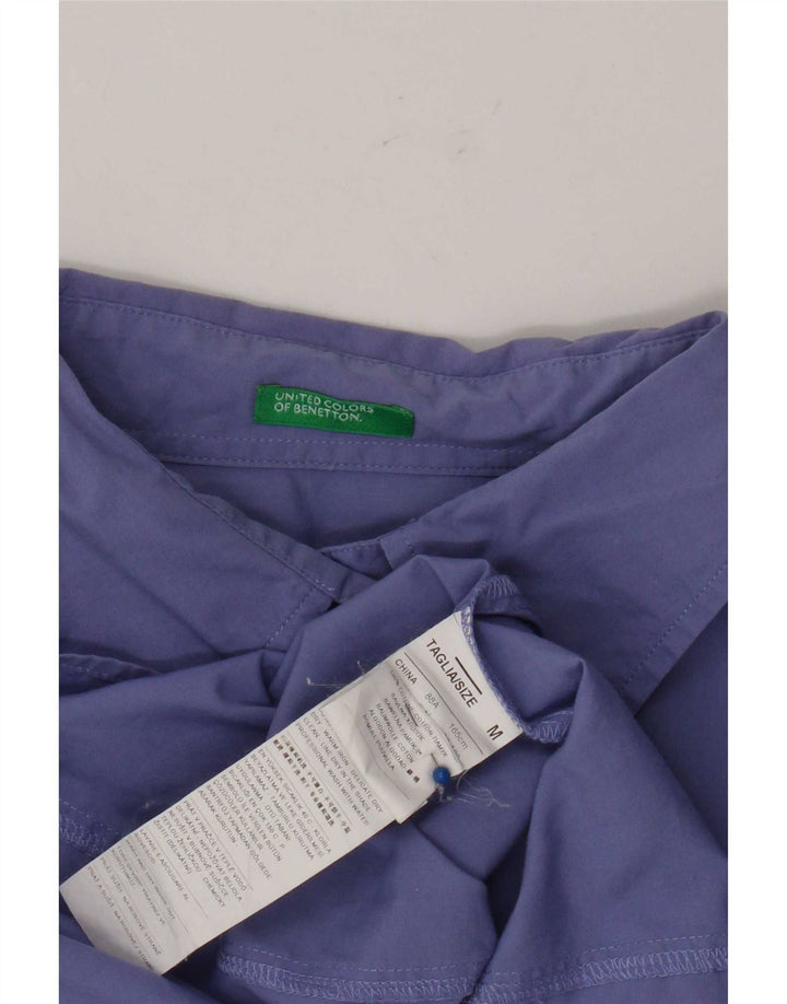 Benetton Damen-Hemd UK 14 aus mittelvioletter Baumwolle
