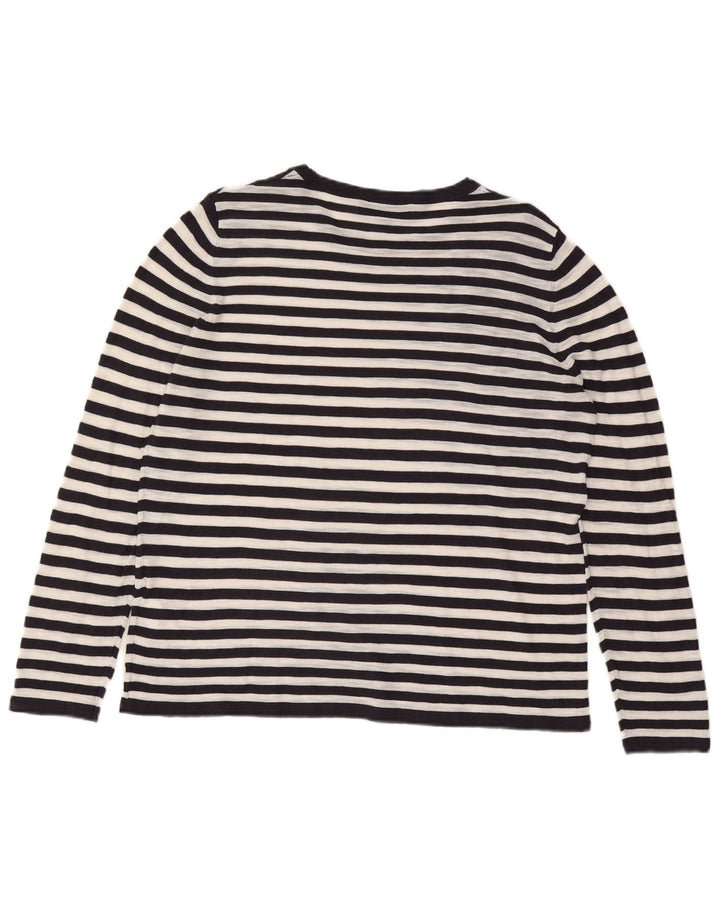 Zara Damen Top Langarm UK 16 Großes schwarz gestreiftes Polyamid