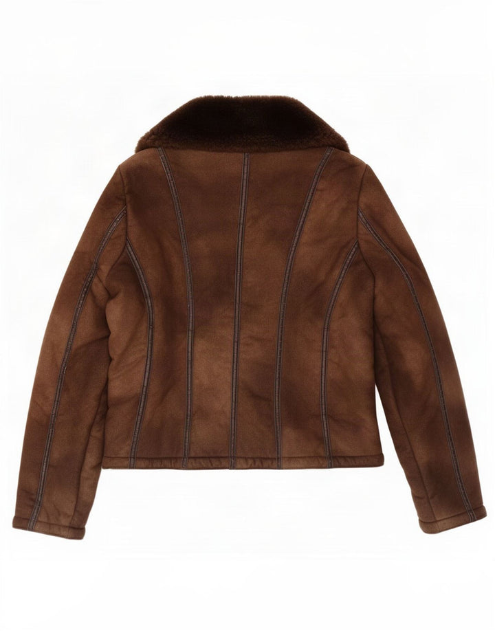 Benetton Damen Sherpa Jacke IT 46 Large Braunes Acryl