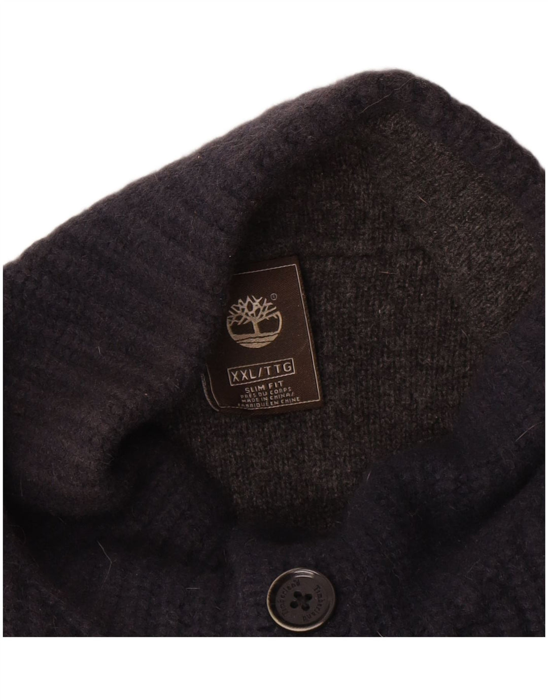 Timberland Herren-Pullover mit Knopfkragen, 2XL, marineblaue Lammwolle