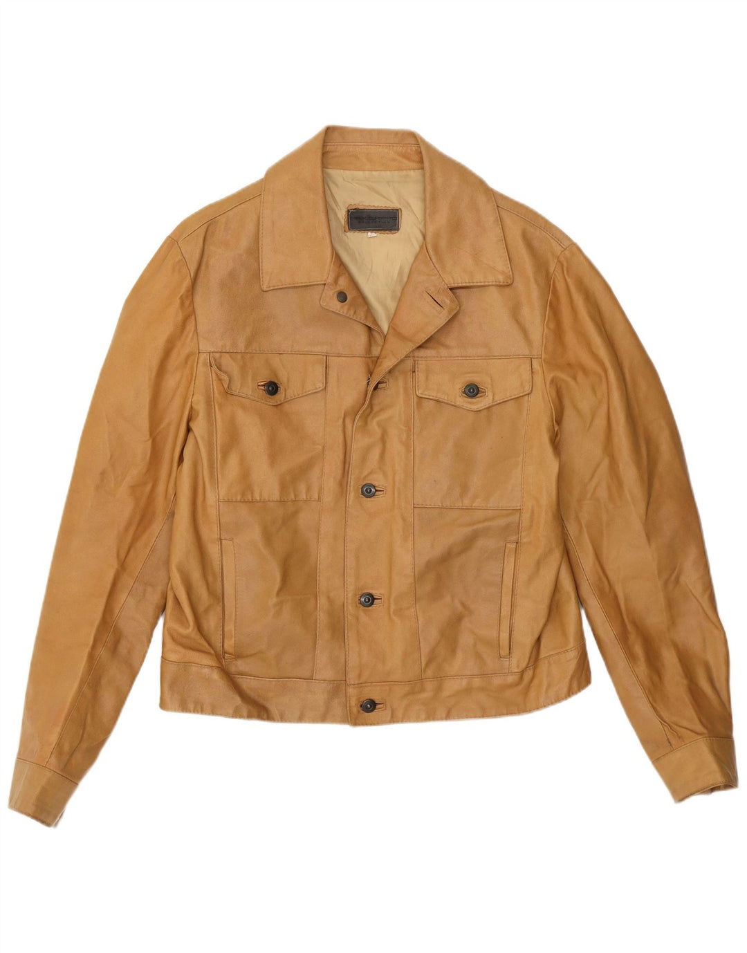 Max Grippo Herren-Bomber-Lederjacke, EU 50, großes beiges Leder