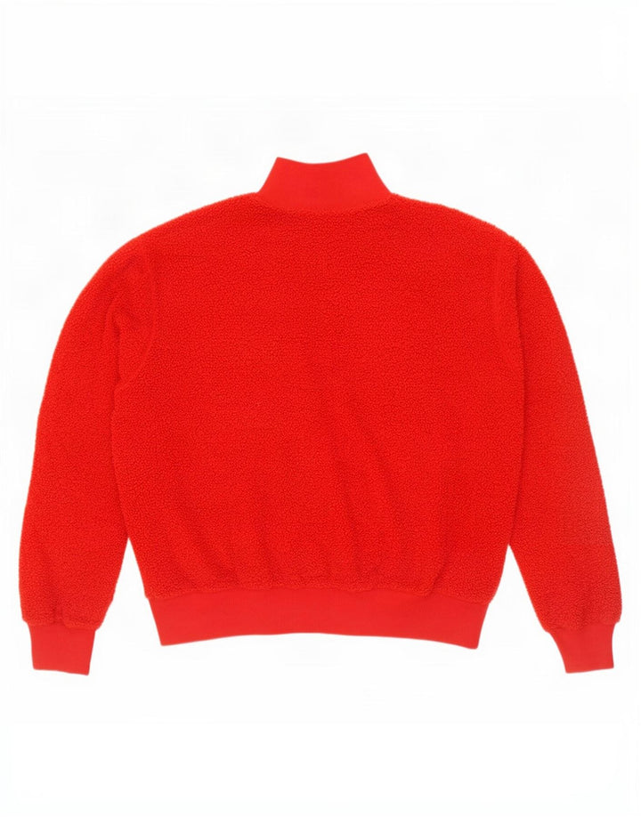 Topshop Damen-Fleecepullover in Übergröße mit Reißverschluss am Hals, UK 10, Größe S, Rot, Polyester