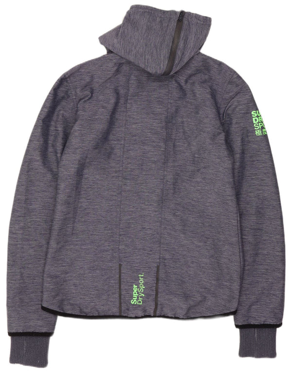 Superdry Womens Hooded Windbreaker Jacket UK 14 Medium Navy Blue Nylon