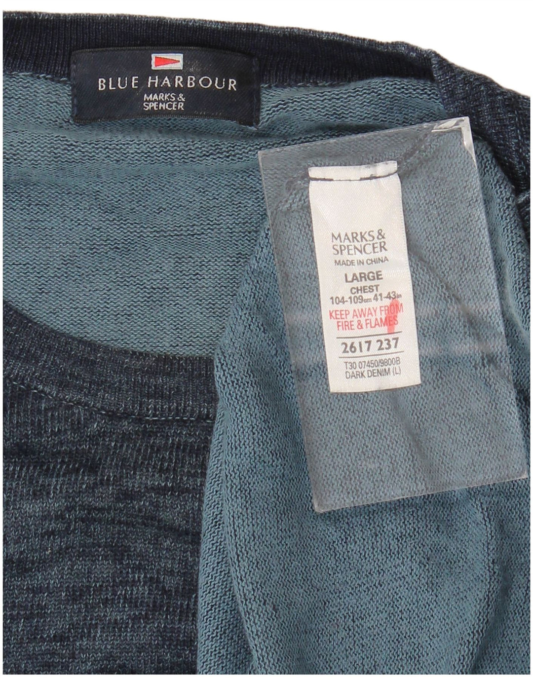 Marks & Spencer Herren Blue Harbour Pullover mit Rundhalsausschnitt, Größe L, Marineblau