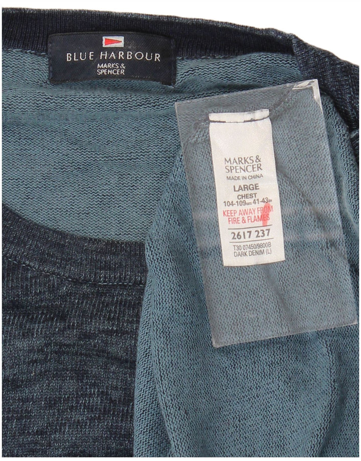 Marks & Spencer Herren Blue Harbour Pullover mit Rundhalsausschnitt, Größe L, Marineblau