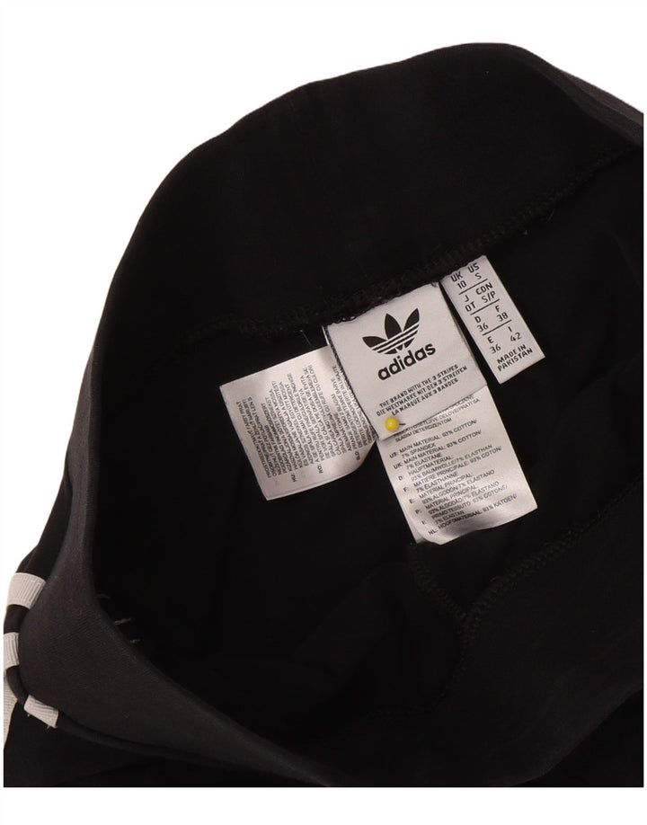 Adidas Damen Leggings UK 10 Small Schwarz Baumwolle