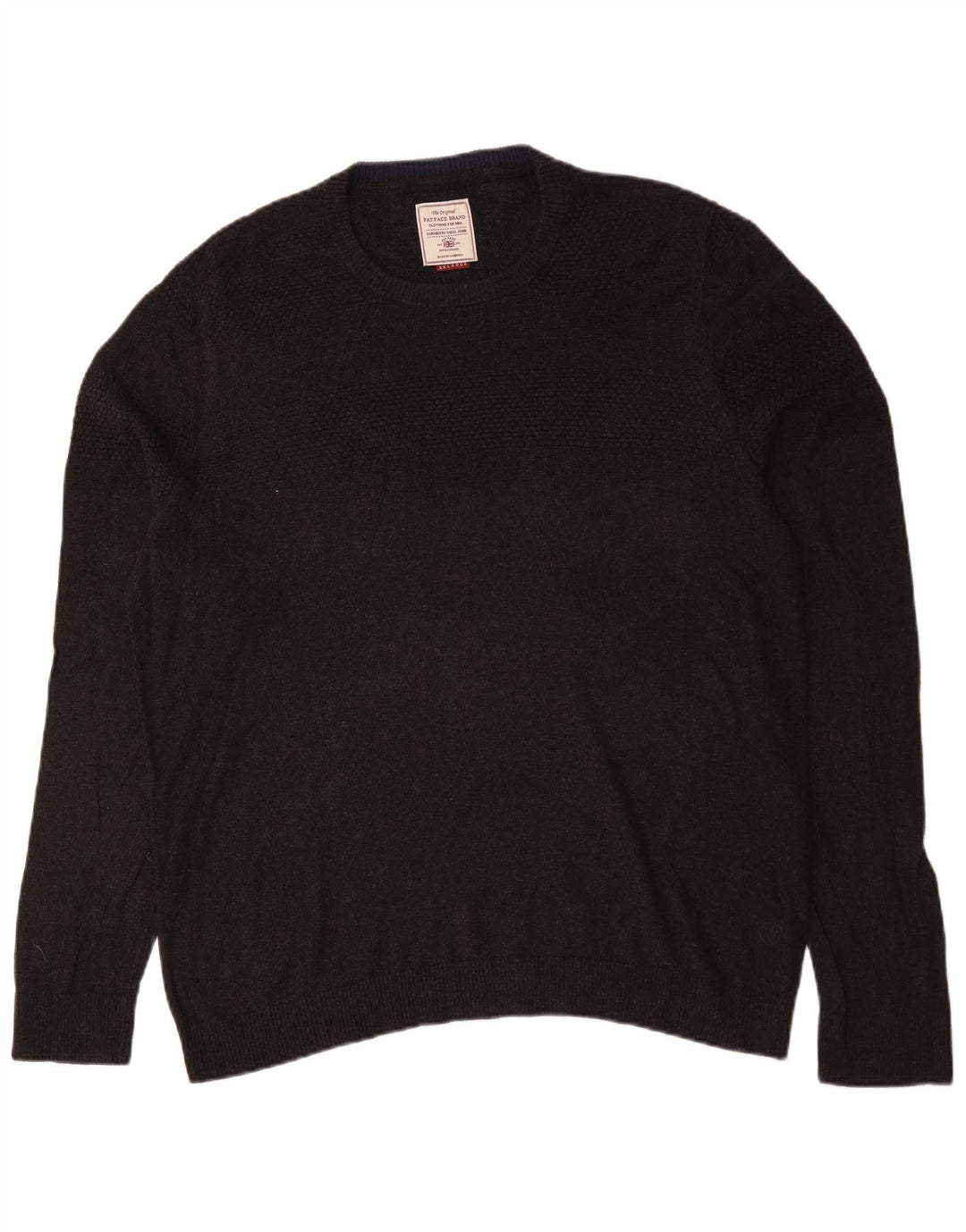 Fat Face Herren-Pullover mit Rundhalsausschnitt, 2XL, graue Baumwolle