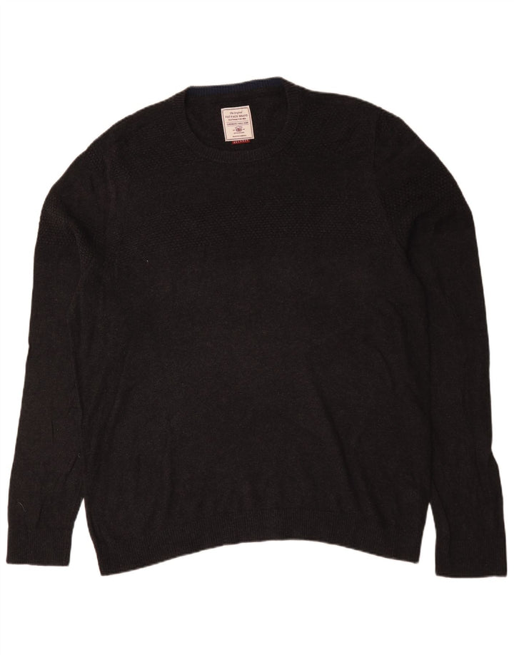 Fat Face Herren-Pullover mit Rundhalsausschnitt, 2XL, graue Baumwolle