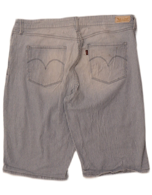 Levi's Damen-Freizeitshorts mit hoher Taille, US 14, XL, W36, blaue Nadelstreifen-Baumwolle