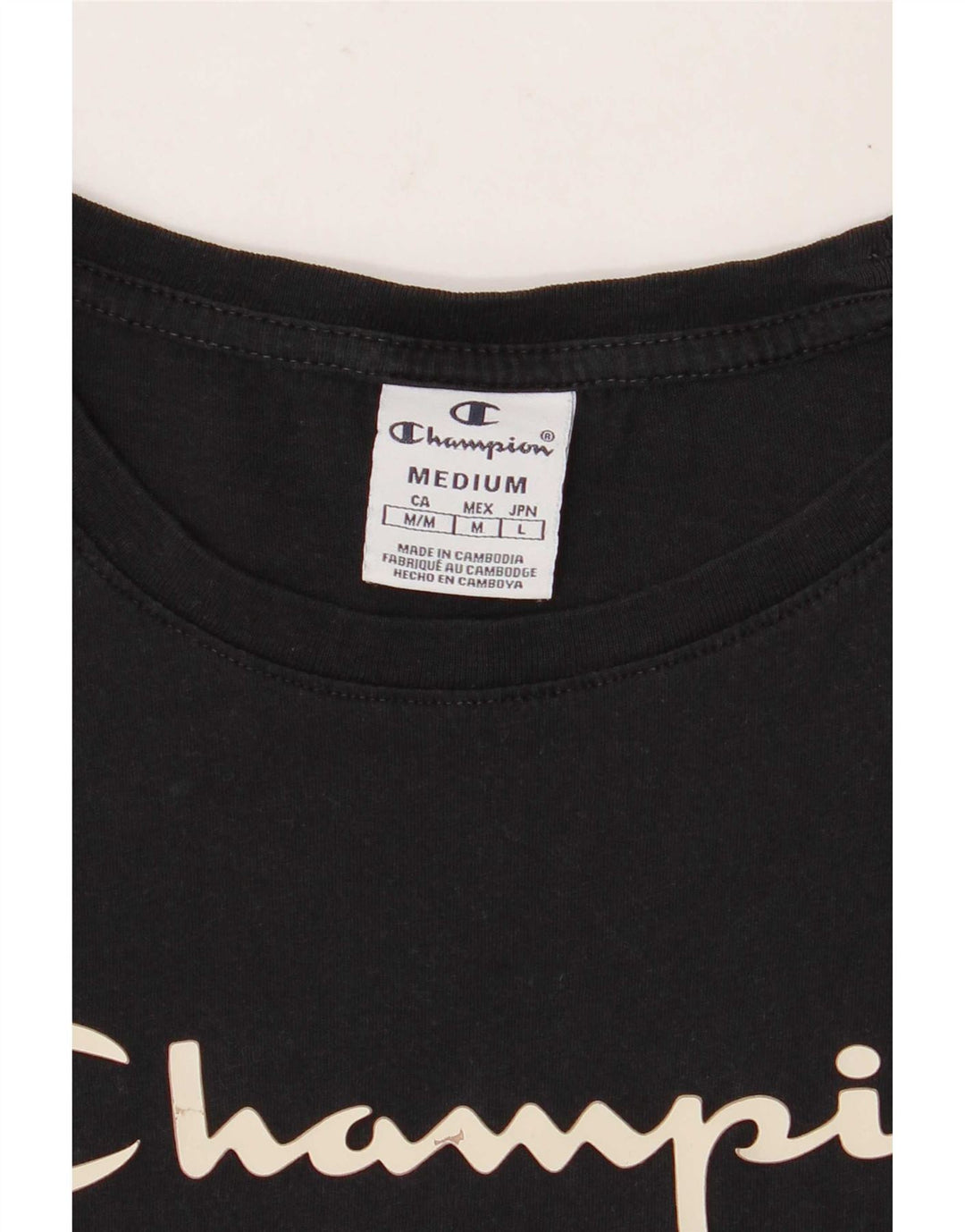 Champion Damen Grafik-T-Shirt-Oberteil UK 12 Medium Schwarz