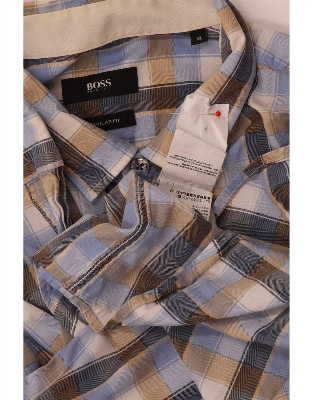 Hugo Boss Herren-Hemd mit normaler Passform, XL, mehrfarbig, kariert, Baumwolle