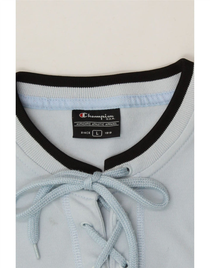 CHAMPION Womens Sweatshirt Jumper UK 14 Large Blue Cotton Vintage Champion and Second-Hand Champion from Messina Hembry 