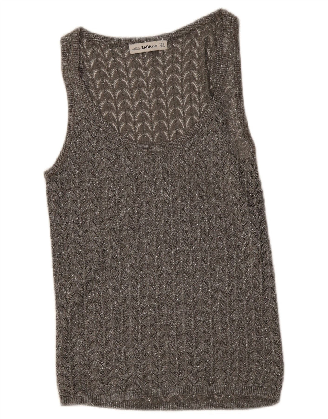 Zara Damen Häkelweste Top UK 8 Small Grau