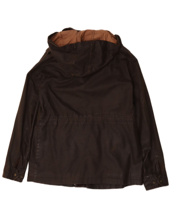 Fat Face Damen-Jacke aus gewachster Baumwolle mit Kapuze, UK 12, Mittelbraun, Polyester
