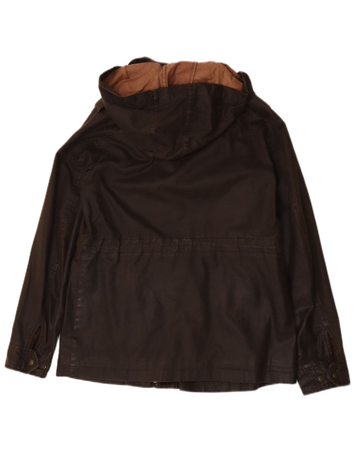 Fat Face Damen-Jacke aus gewachster Baumwolle mit Kapuze, UK 12, Mittelbraun, Polyester
