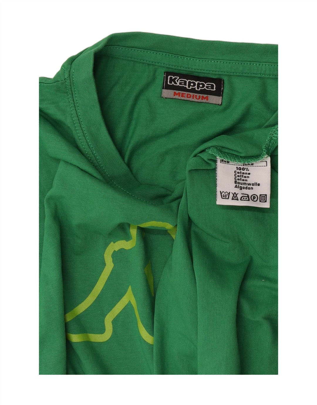 Kappa Herren Grafik-T-Shirt-Oberteil aus mittelgrüner Baumwolle
