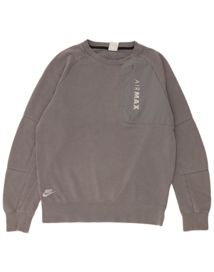 Nike Herren-Sweatshirt mit Grafik, mittelgraue Baumwolle