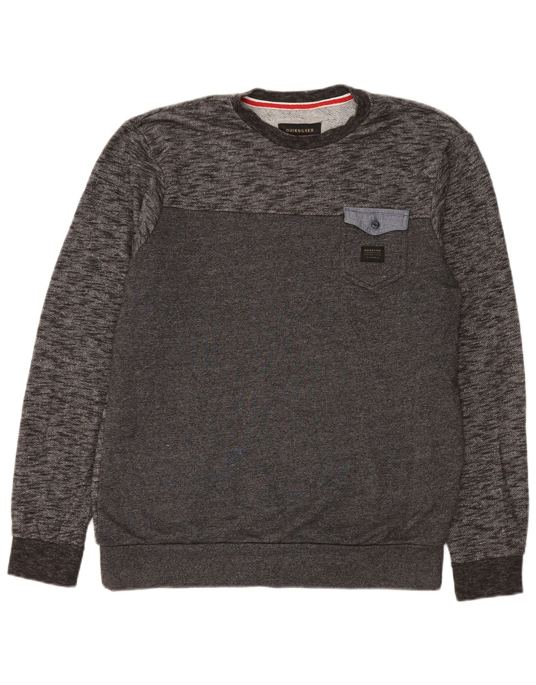 Quiksilver Herren-Sweatshirt-Pullover, groß, grau gesprenkelte Baumwolle