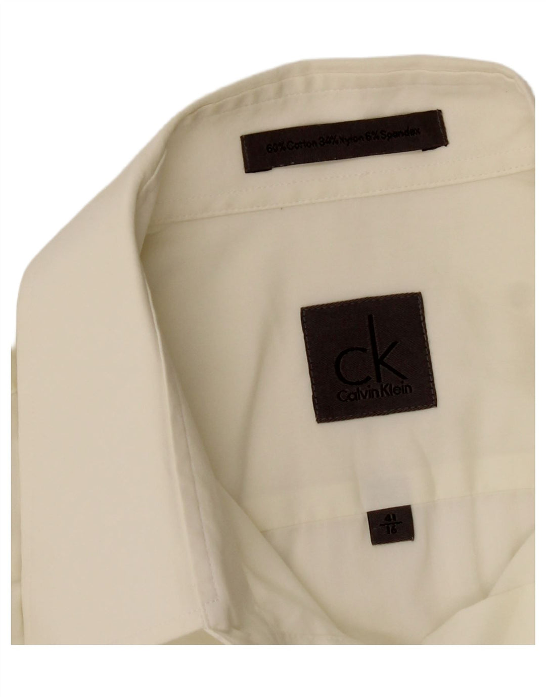 CALVIN KLEIN Mens Shirt Size 41 16 Large Off White Cotton Vintage Calvin Klein and Second-Hand Calvin Klein from Messina Hembry 