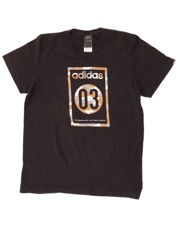 Adidas Herren Grafik T-Shirt Top Medium Schwarz Baumwolle
