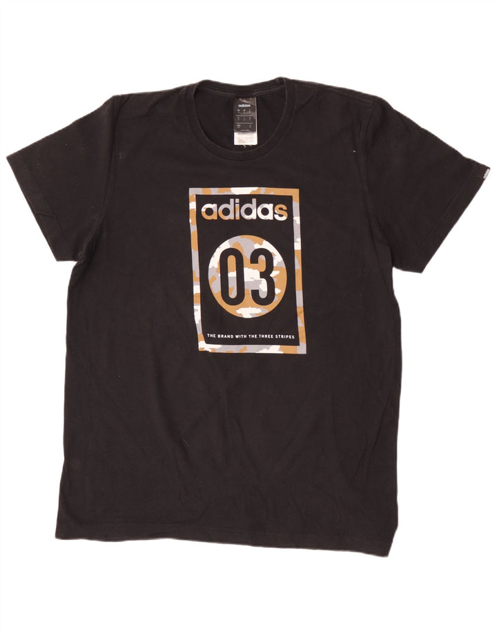 Adidas Herren Grafik T-Shirt Top Medium Schwarz Baumwolle