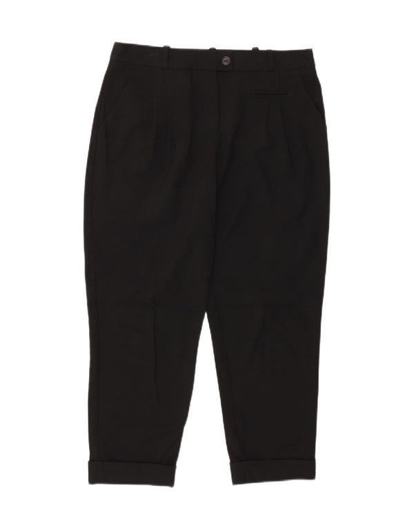 TOPSHOP Damen Tapered Cropped-Hose UK 10 Small W31 L23 Schwarz