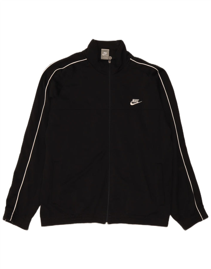 Nike Herren-Trainingsanzugoberteil, UK-Größe 41/43, großes schwarzes Polyester