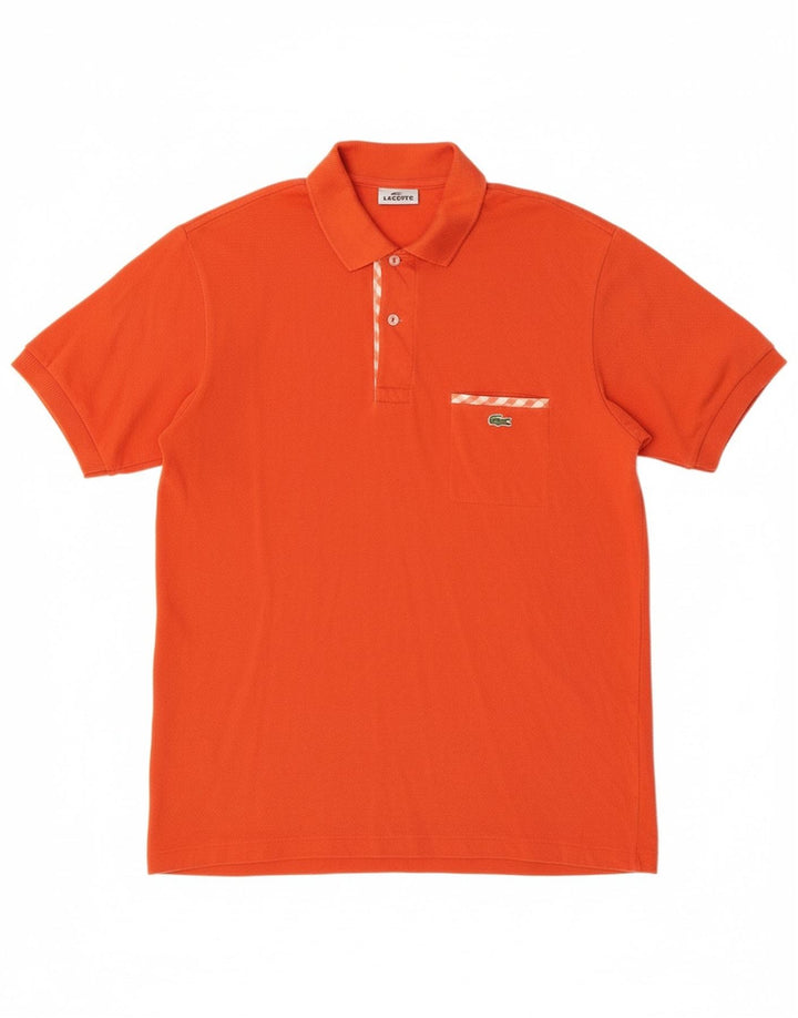 LACOSTE Mens Polo Shirt Size 3 Small Orange Cotton