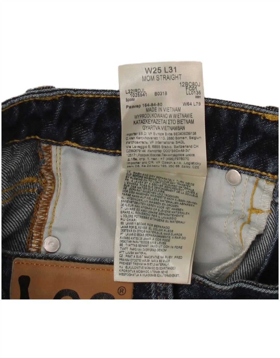 Lee Damen Mom Straight Jeans W25 L27 Marineblaue Baumwolle
